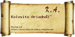 Kolovits Ariadné névjegykártya
